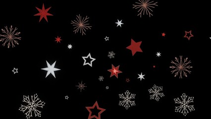 Festive winter background with red and white stars and snowflakes. Perfect for Christmas or New Year's designs.