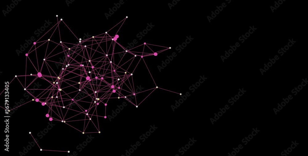 Poster abstract background with pink nodes and connecting lines. perfect for technology, network, and conne