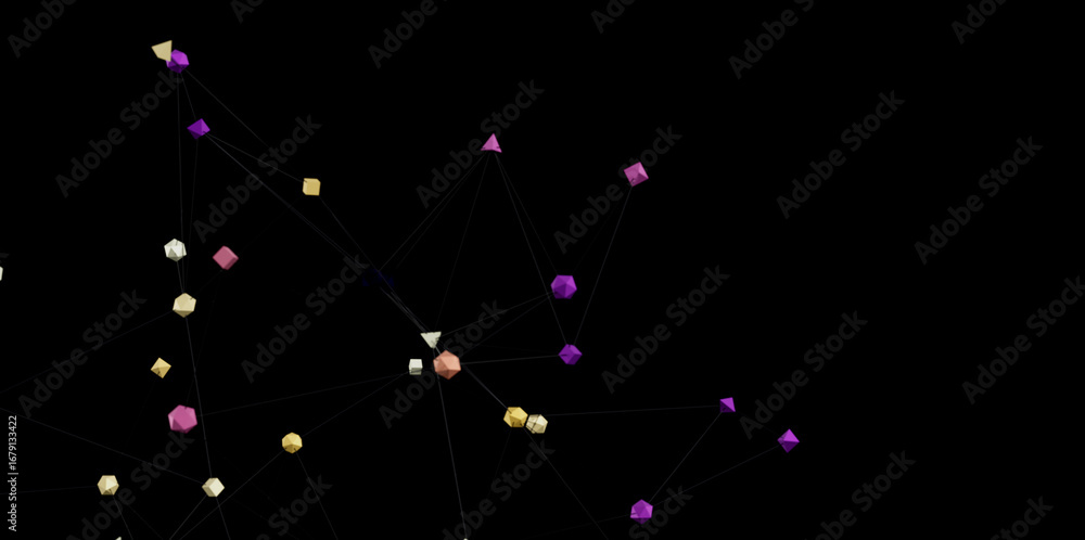 Aufkleber geometric shapes connected by lines, representing data flow and network.