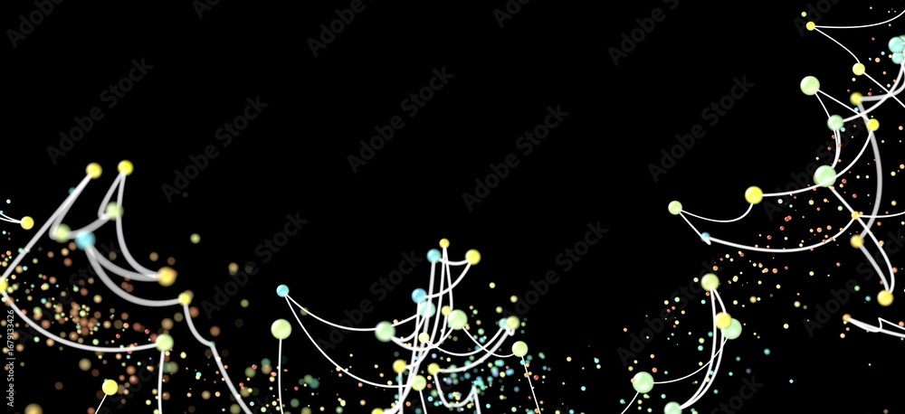 Poster abstract background with colorful dots and lines. network connection concept.