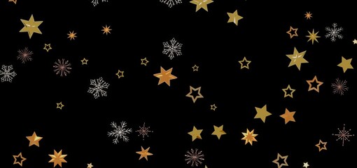 Beautiful winter background with gold stars and snowflakes. Perfect for Christmas, New Year, or winter holidays.