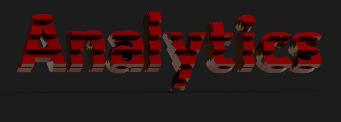 Modern 3D red text graphic of the word 'Analytics'. Perfect for presentations, websites, and reports.