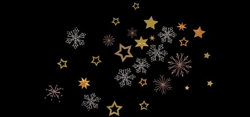 Festive winter background with gold stars and snowflakes. Perfect for Christmas, New Year, or winter holidays.