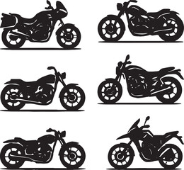 Obraz premium Six Different Motorcycle Silhouettes Vector Graphic