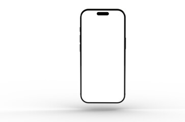 High-quality image of a black smartphone with a blank screen, perfect for app presentations or website mockups. Isolated on white background.