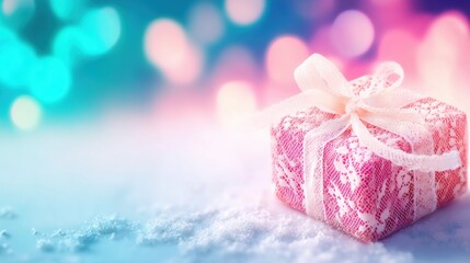Fototapeta premium Beautifully wrapped gift box creating a festive atmosphere during holiday season