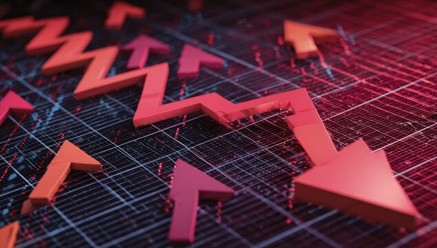 Financial Market Volatility - Up and Down Arrows on Grid. - Powered by Adobe