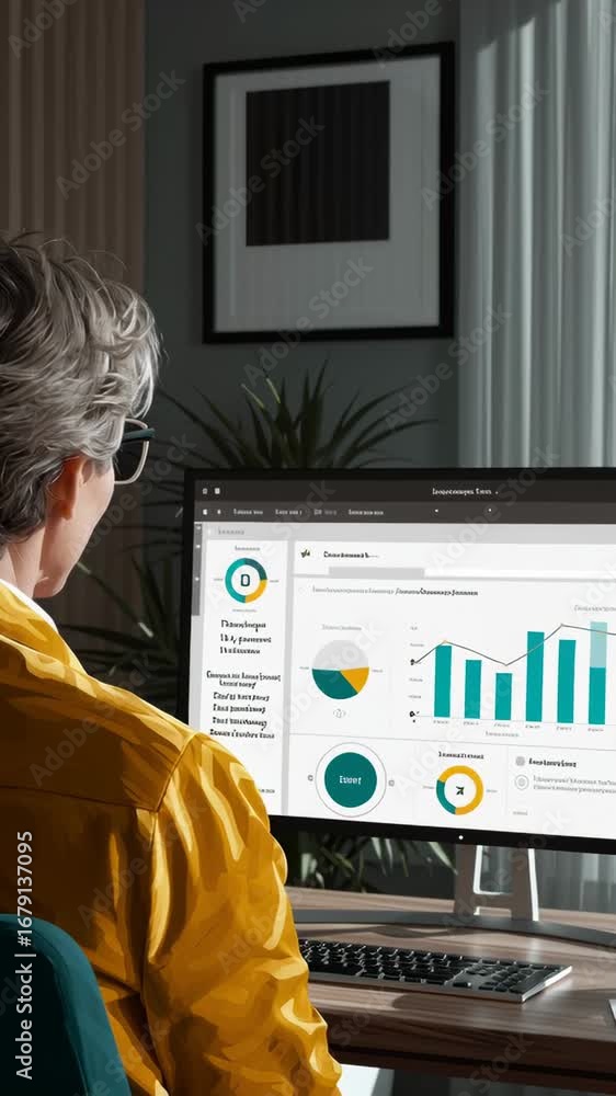 Poster Working in a bright office space with augmented reality performance and data analysis