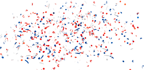 Patriotic confetti explosion, perfect for 4th of July, Memorial Day, or any celebratory event.