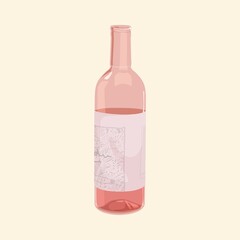 Rose wine bottle, drink illustration design