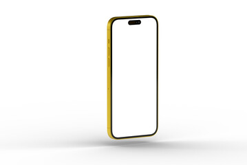 High-quality photo of a yellow smartphone with a blank screen, perfect for app presentations or website designs.