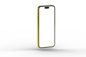 High-quality photo of a yellow smartphone with a blank screen, perfect for app presentations or website designs.