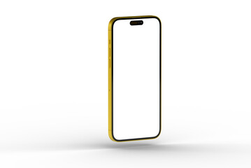 High-quality image of a yellow smartphone with a blank screen, perfect for app presentations or website mockups.