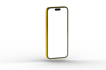 High-quality image of a yellow smartphone with a blank screen, perfect for app presentations or website mockups.