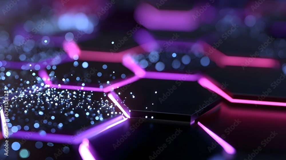 Aufkleber striking abstract background featuring a dynamic arrangement of glowing, luminous hexagonal shapes i