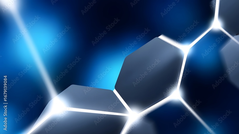 Aufkleber sleek, futuristic abstract geometric pattern featuring luminous, interconnected hexagonal shapes and
