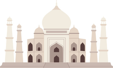 Famous Taj Mahal India Landmark Illustration