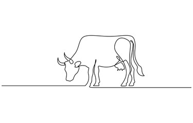 Cow with Spots continuous one line drawing minimalism design. Editable outline