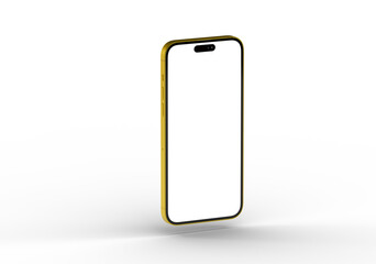 High-quality image of a gold smartphone with a blank screen, perfect for app presentations or website mockups. Modern and sleek design.