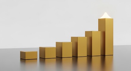 Fototapeta premium Golden bar chart illustrating upward trend and business growth financial success and positive economic performance
