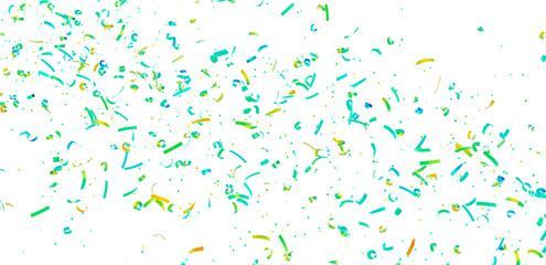 Bright, cheerful confetti falling on white. Perfect for festive designs, celebrations, and parties.