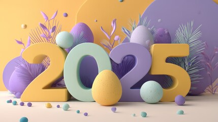 Stylish Modern Easter Concept Abstract Artwork with Eggs, Flowers, and Geometric Patterns, Ideal for Seasonal Marketing Campaigns, Inspiring Creativity and Emotion.