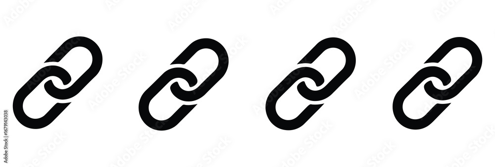 Aufkleber silhouette of a chain link, chain link icon vector. internet url or webpage url link icons set. chai