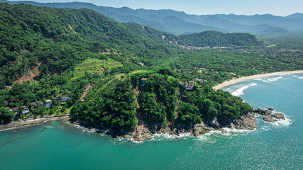 Fototapeta premium Aerial view of Barra do Una and Barra do Sahy — São Sebastião, Brazil