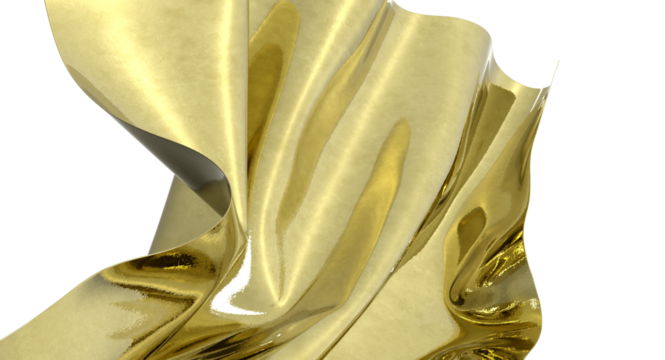 Shiny golden fabric flowing and luxurious