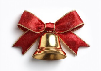 Gold bell with red ribbon bow
