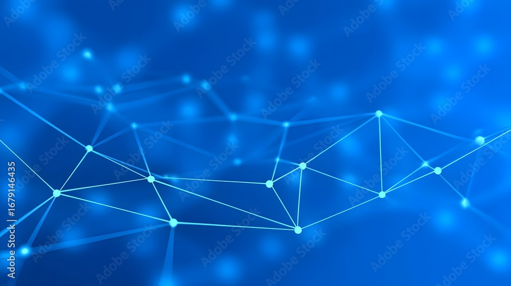 Aufkleber futuristic abstract blue background with digital network of glowing lines and points, representing a
