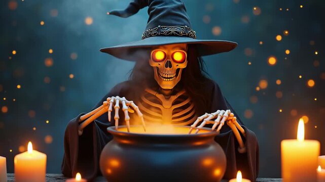 halloween witch with pumpkin