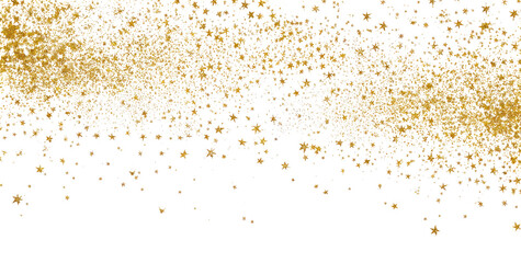 Gold glitter sprinkles scattered on transparent background