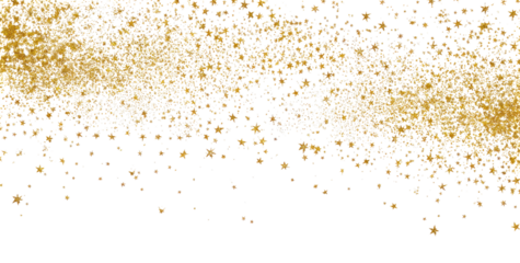 Gold glitter sprinkles scattered on transparent background