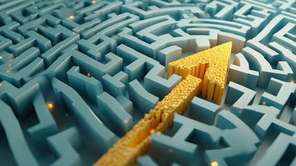 Navigating Success Strategy Intricate Maze Illustration with an Arrow for Dynamic Campaigns, Boosting Innovative Ideas and Strategic Solutions.