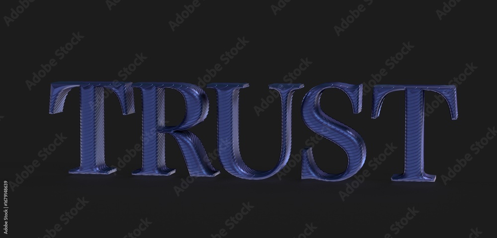 Aufkleber high-quality 3d rendered image of the word 'trust' with a textured dark blue design. ideal for conce