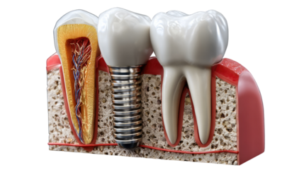 Dental Anatomy Model: An intricate and detailed anatomical model displays a comprehensive understanding of tooth structure and its internal composition.