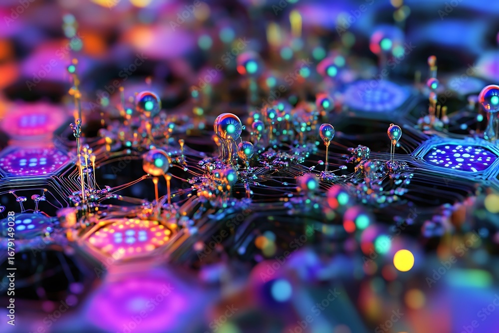 Poster microscopic neural networks being constructed from programmable organic molecules