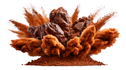 Explosion of Earthy Elements: A dynamic display of geological forces erupts, featuring rugged rocks and rich earth, captured in stunning detail that captures the raw power of nature