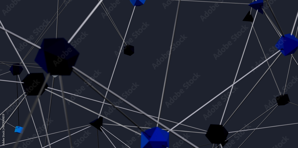 Aufkleber 3d render of interconnected cubes, ideal for network, technology, and data concepts.