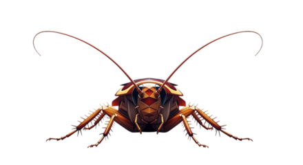 Geometric Brown Insect With Long Antennae on Transparent Background