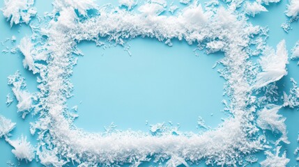 Winter Wonderland: A Snowy Frame on a Light Blue Background