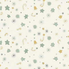 pattern with small festive icons on a cream background, perfect for holiday designs and wrapping paper.