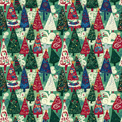 pattern with small festive icons on a cream background, perfect for holiday designs and wrapping paper.
