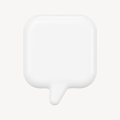 White speech bubble badge, 3D rendering graphic