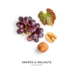 Obraz premium Fresh autumn fruits flat lay minimalist composition photography isolated on white background