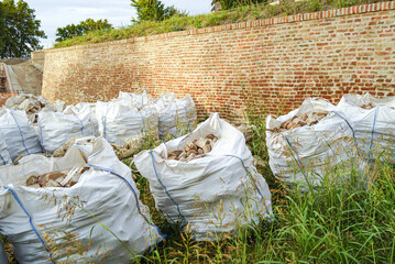 Heritage conservation work at Belgrade Fortress: original fortification bricks collected for...