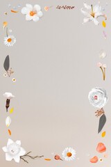 Floral frame background, flowers, botanical