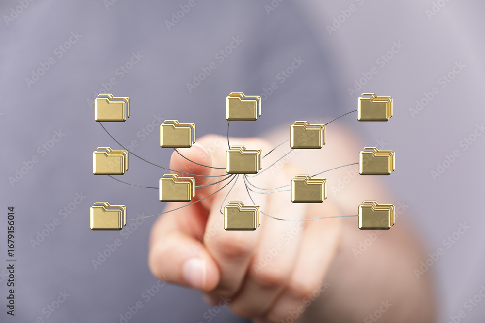 Poster efficient data management through network. secure file sharing and collaboration.