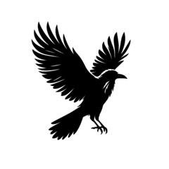 Crow 30 Vector Illustration | Gothic Black Bird Silhouette Artwork
